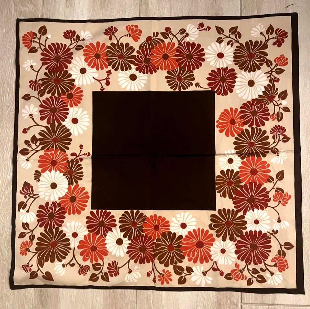 Vtg 1970s Square Scarf Flower Power HIPPIE BOHO Shoulder Headwrap Made in Italy